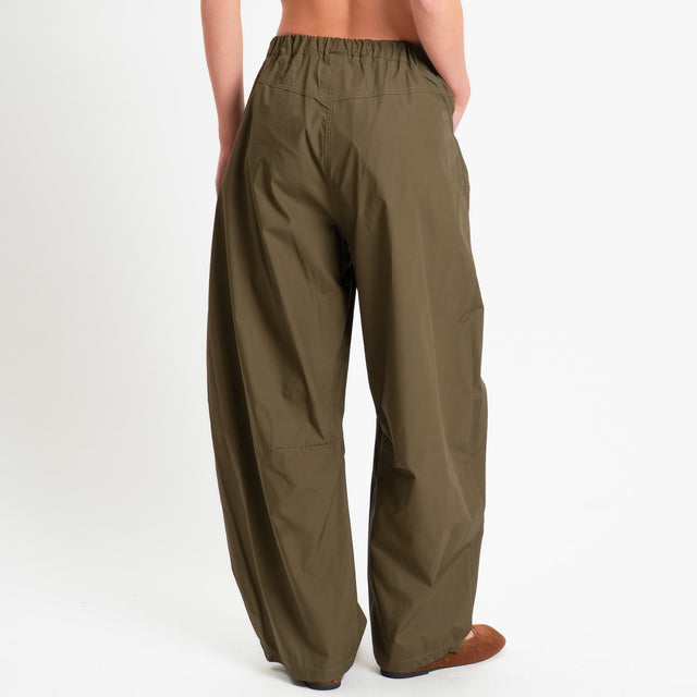 Philia Loft-Pantalone barrel in popeline di cotone - militare
