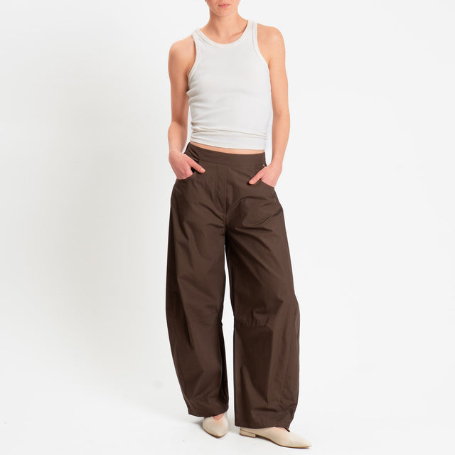 Philia Loft-Pantalone barrel in popeline - moro