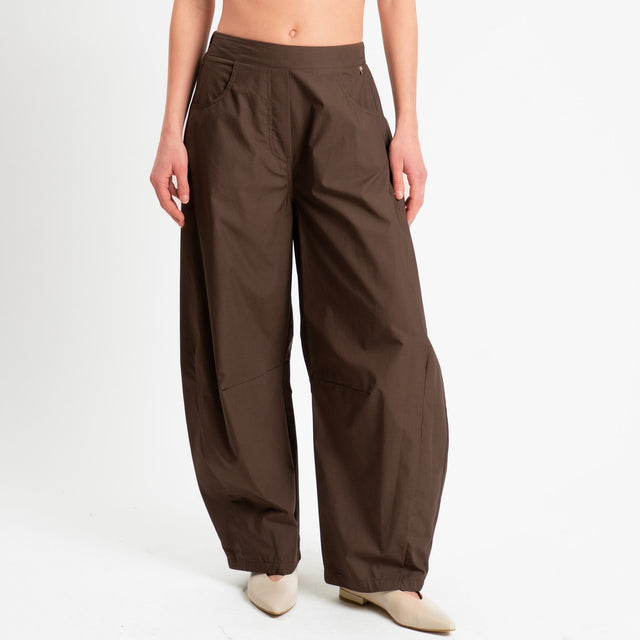 Philia Loft-Pantalone barrel in popeline - moro