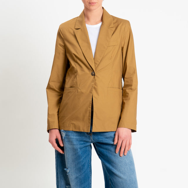 Philia Loft-Giacca un bottone in popeline di cotone - cognac