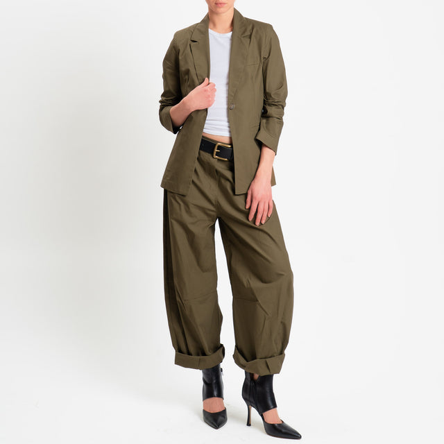 Philia Loft-Giacca un bottone in popeline di cotone - militare