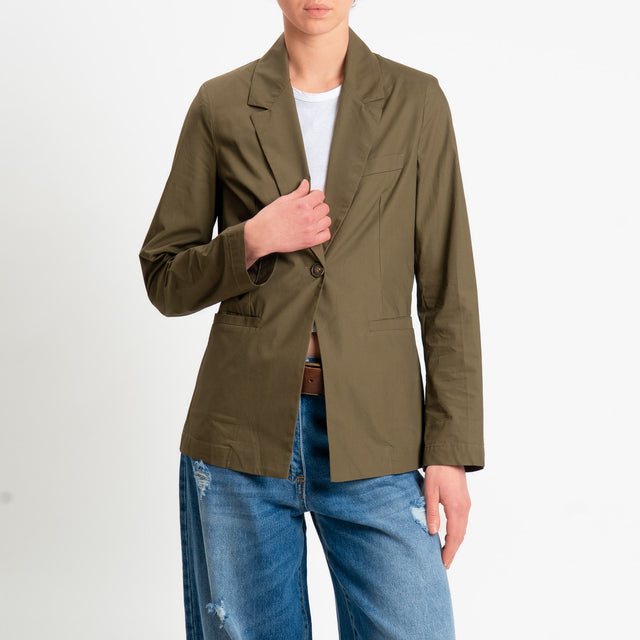 Philia Loft-Giacca un bottone in popeline di cotone - militare