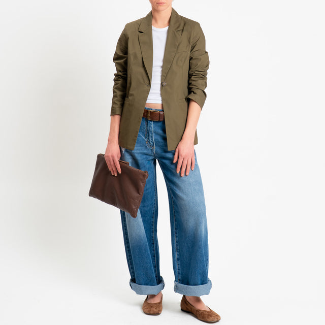 Philia Loft-Giacca un bottone in popeline di cotone - militare