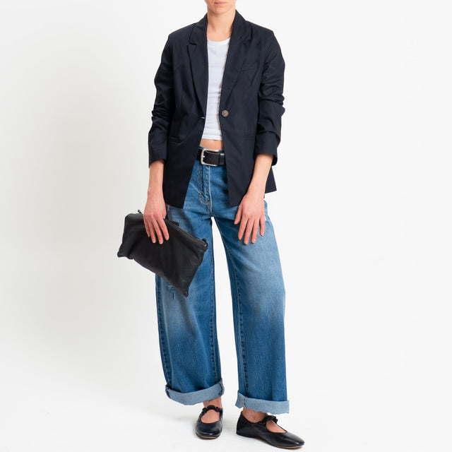 Philia Loft-Giacca un bottone in popeline di cotone - nero