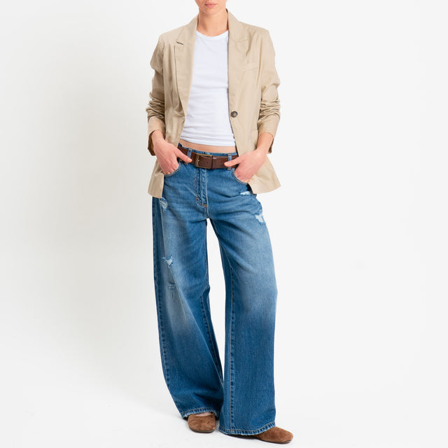 Philia Loft-Giacca un bottone in popeline di cotone - sabbia