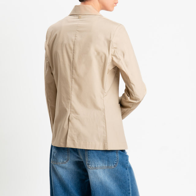 Philia Loft-Giacca un bottone in popeline di cotone - sabbia