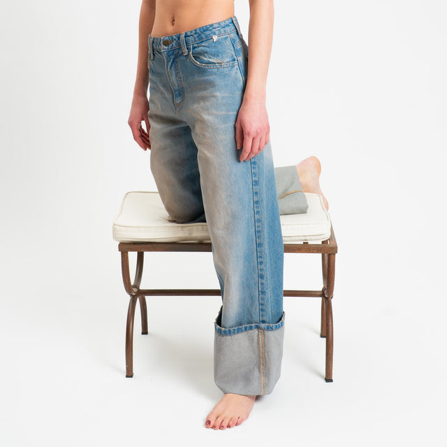 Philia Loft- Jeans wide leg con risvolto - denim lavaggio tè