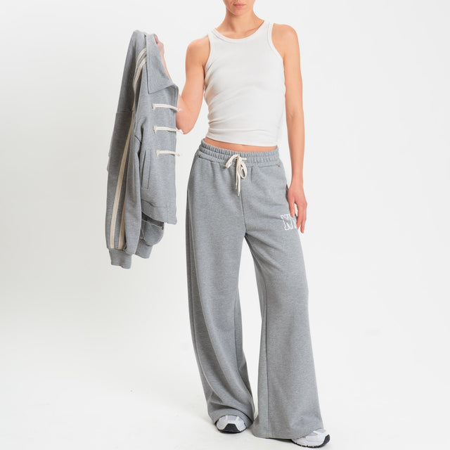 Philia Loft-Pantalone in felpa wide leg elastico - grigio chiaro