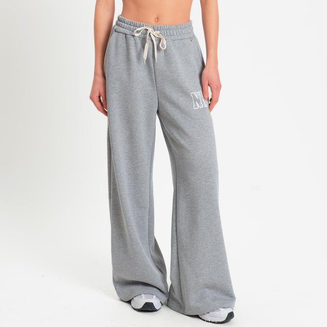 Philia Loft-Pantalone in felpa wide leg elastico - grigio chiaro