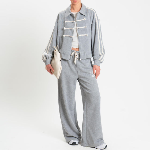 Philia Loft-Pantalone in felpa wide leg elastico - grigio chiaro