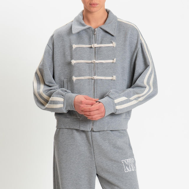 Philia Loft- Felpa mandarin bande laterali - grigio chiaro