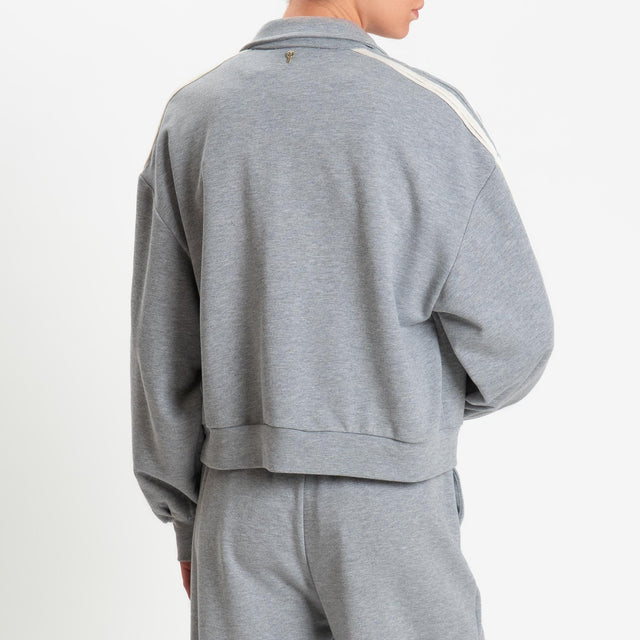 Philia Loft- Felpa mandarin bande laterali - grigio chiaro