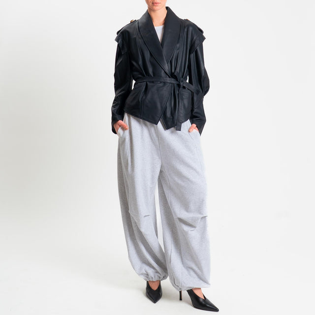Philia Loft-Pantalone in felpa barrel wide leg - grigio