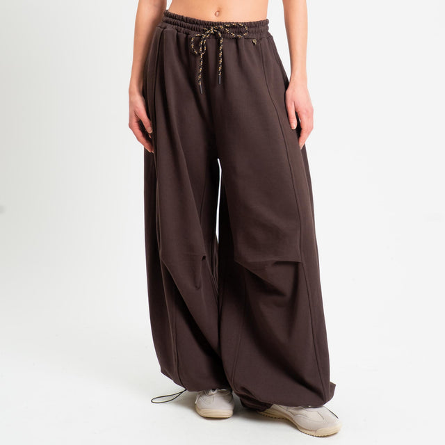 Philia Loft-Pantalone in felpa barrel wide leg - moro