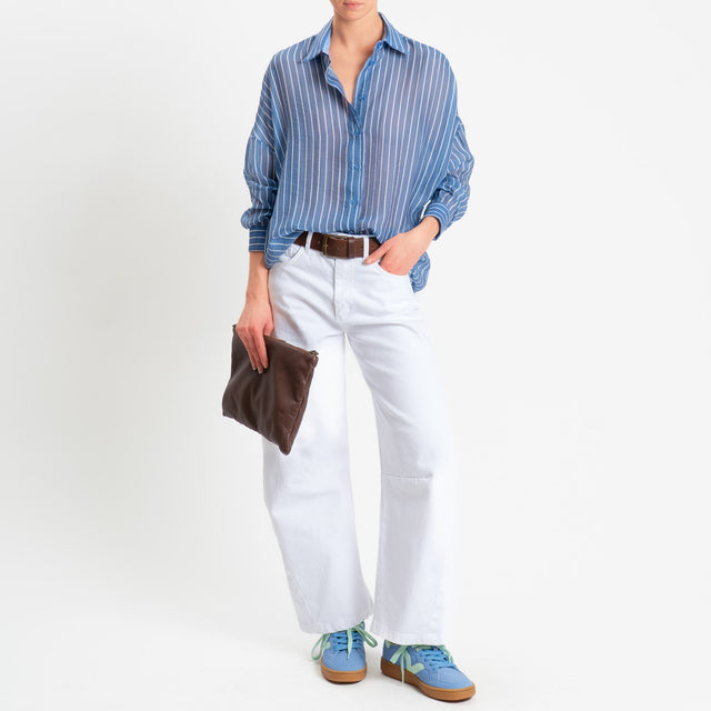 Philia Loft-Camicia a righe in mussola di lyocell - jeans/bianco