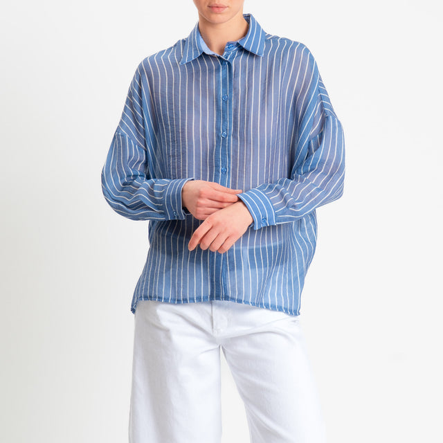 Philia Loft-Camicia a righe in mussola di lyocell - jeans/bianco
