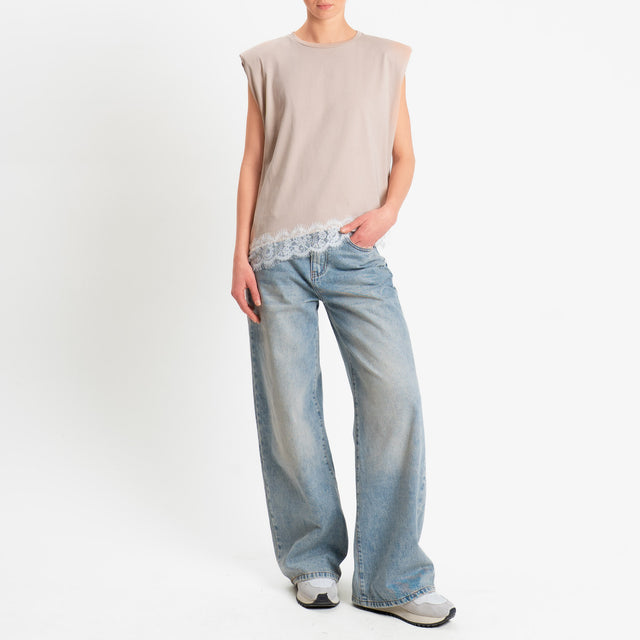 Philia Loft-T-shirt smanicata con spalline - avorio