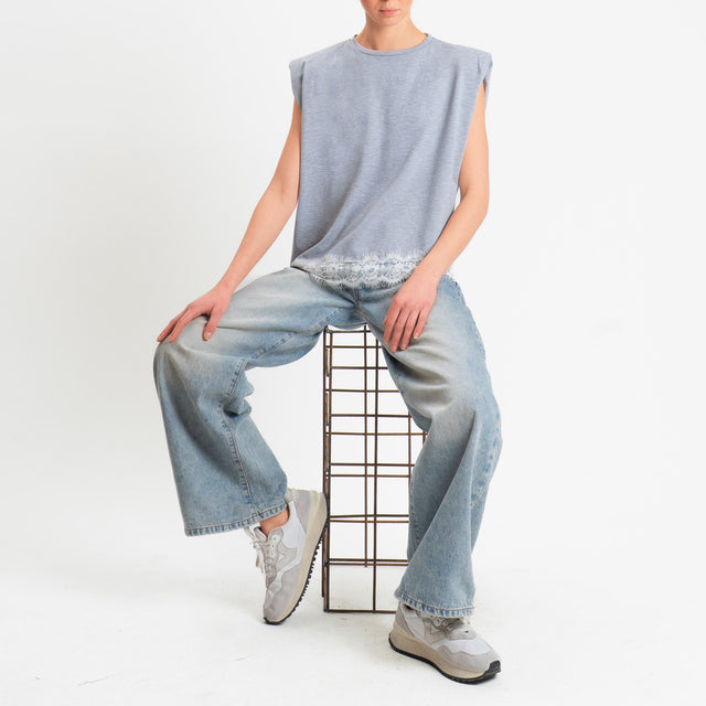 Philia Loft-T-shirt smanicata con spalline - grigio