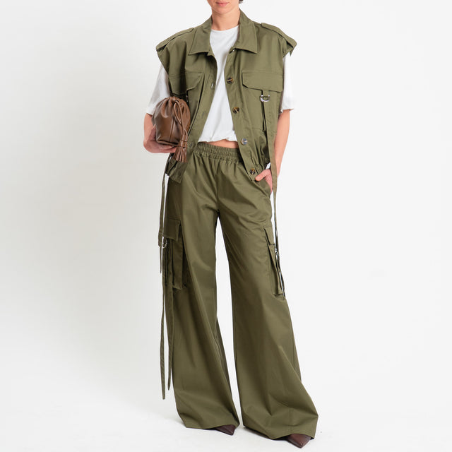 Philia Loft-Gilet in popeline con tasche - militare