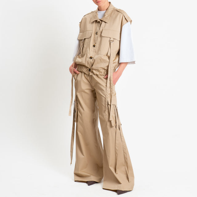 Philia Loft-Pantalone cargo in popeline - sabbia