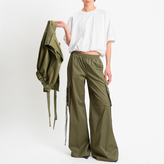 Philia Loft-Pantalone cargo in popeline - militare