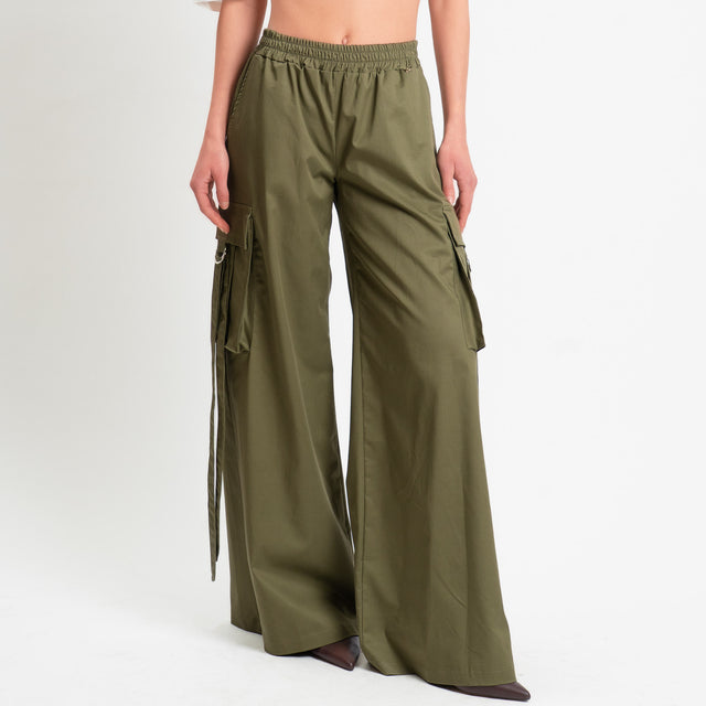 Philia Loft-Pantalone cargo in popeline - militare