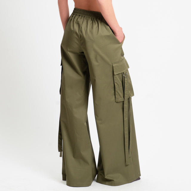Philia Loft-Pantalone cargo in popeline - militare