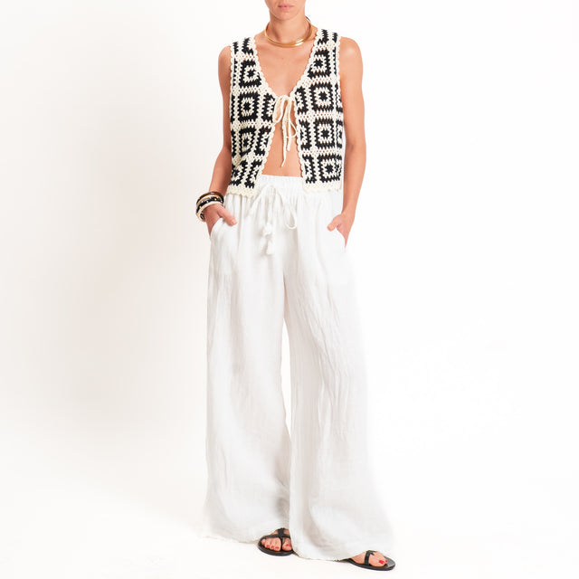 Philia loft-Gilet crochet fantasia - burro/nero