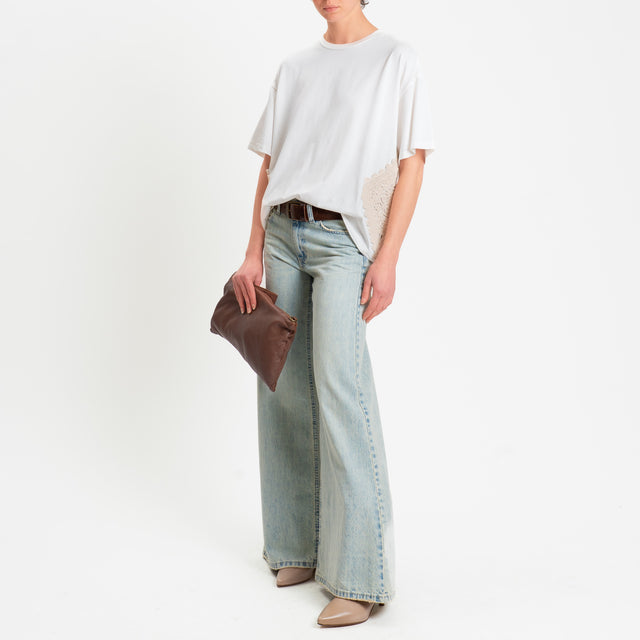 Philia Loft-T-shirt over con inserti crochet - panna