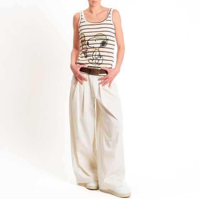 Philia Loft-Pantalone wide leg elastico in vita - burro