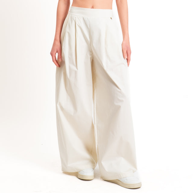 Philia Loft-Pantalone wide leg elastico in vita - burro