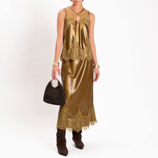 Philia loft-Top in similpelle con pizzo - olio
