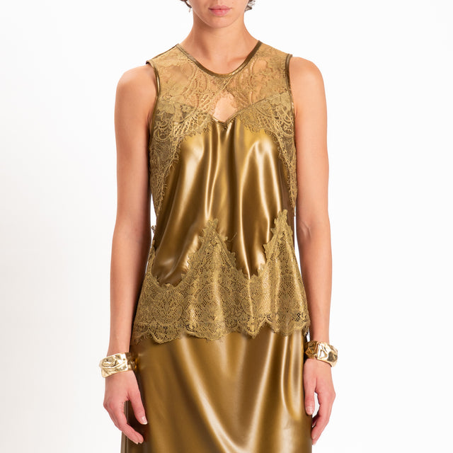 Philia loft-Top in similpelle con pizzo - olio