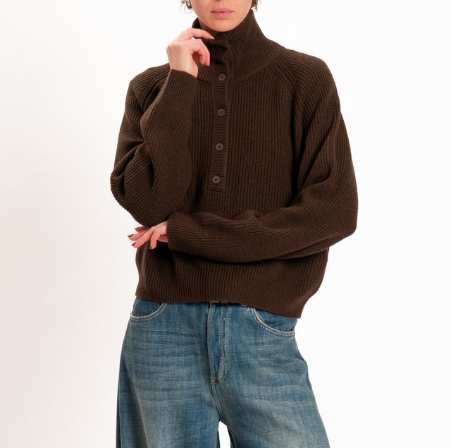 Philia loft-Maglia 100% LANA a coste - moro