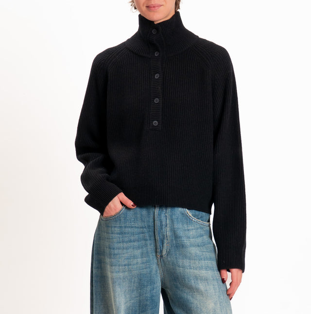 Philia loft-Maglia 100% LANA a coste - nero