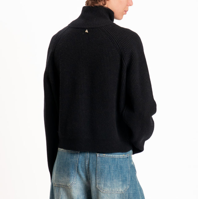 Philia loft-Maglia 100% LANA a coste - nero