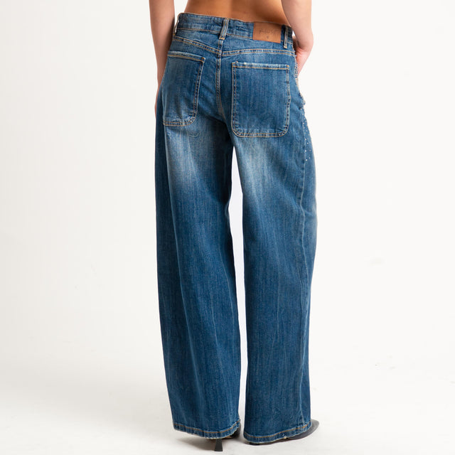 Philia Loft-Jeans con abrasioni dettaglio strass - denim