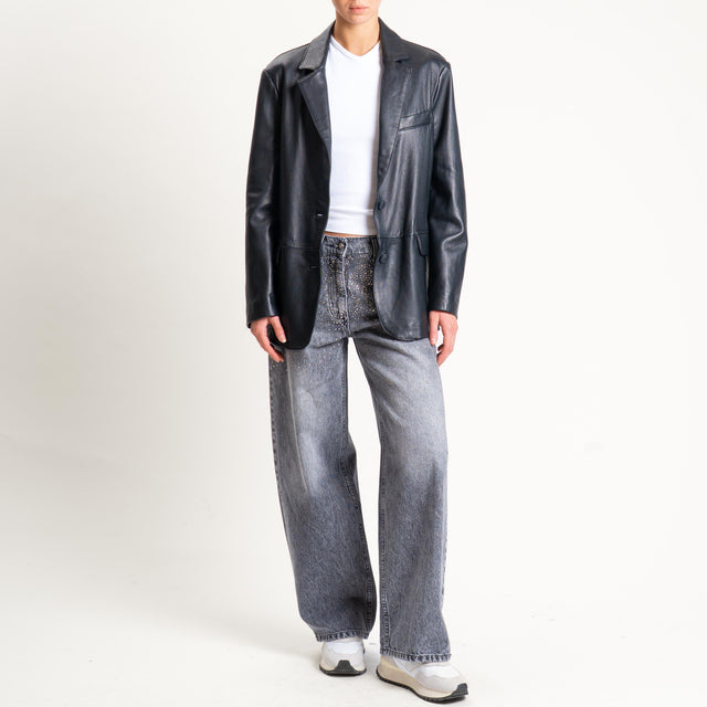 Philia Loft-Jeans dettaglio strass - denim nero