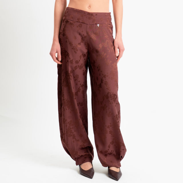 Philia Loft-Pantalone damascato bottoni laterali - vino