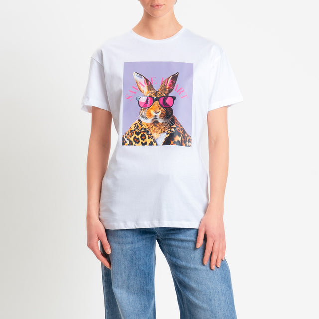 Philia Loft-T-shirt stampa rabbit - bianco
