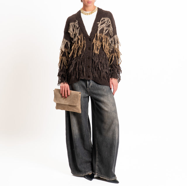 Philia loft-Cardigan mohair con frange - moro