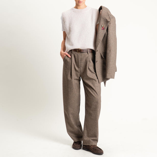 Philia Loft-Pantalone spinata con cintura - beige/moro