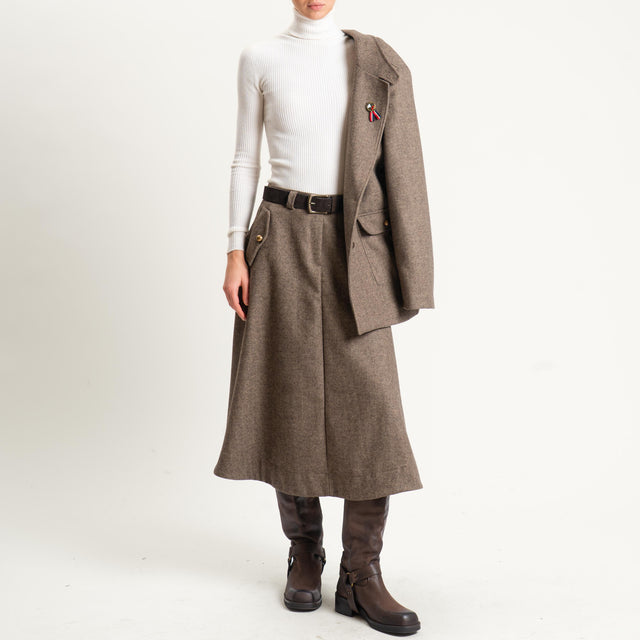 Philia Loft-Gonna spinata con tasche - beige/moro