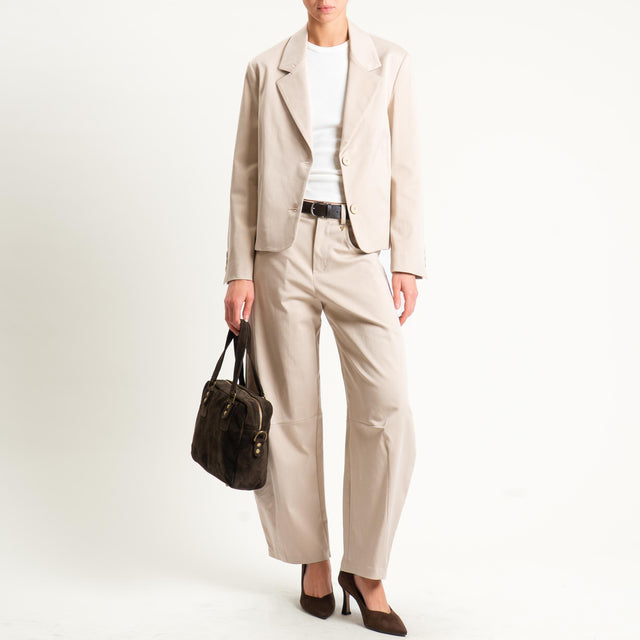 Philia loft-Pantalone barrel tessuto elasticizzato super comfort - beige
