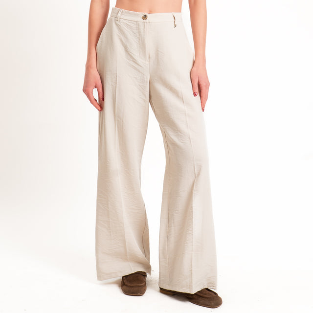 Philia Loft-Pantalone elastico dietro - beige