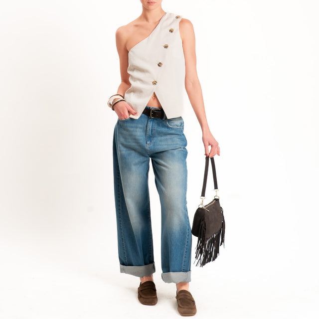 Philia Loft-Gilet monospalla chiusura asimmetrica - beige