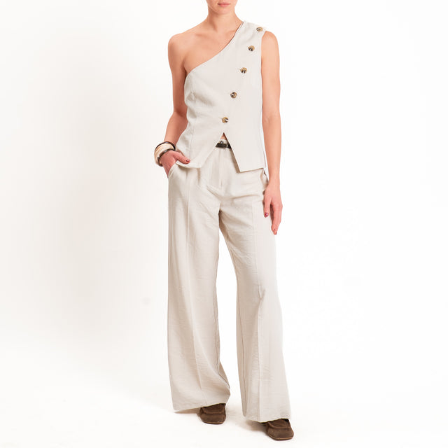 Philia Loft-Gilet monospalla chiusura asimmetrica - beige