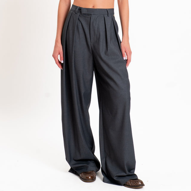 Philia loft-Pantalone wide leg con pinces - antracite