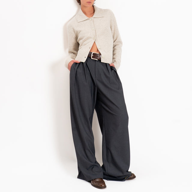 Philia loft-Pantalone wide leg con pinces - antracite