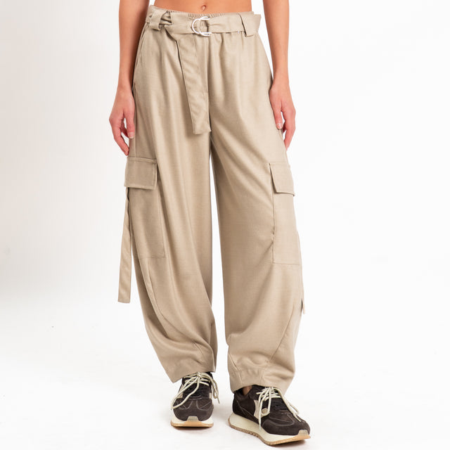 Philia loft-Pantalone cargo in flanella con cintura - cacha